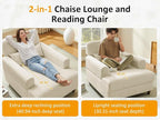 Chaise Lounge Chair Indoor with Adjustable Backrest, Oversized Accent Armchair for Living Room & Bedroom, Upholstered Mid-Century Reading Chair, Comfy Single Sofa Chair, Modern Living Room Chair