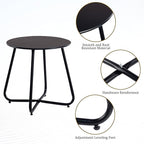 HollyHOME Round Metal Side Table, Rust-Resistant Patio Small Plant Stand, Outdoor 17.32'' Portable End Table for Balconies, Gardens, Living Rooms and Bedrooms, Black