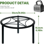 TOSKING Heavy Duty Metal Plant Stand - 9.1-inch Round Tray with Geometric Pattern, Adjustable Leveling Feet & Rust-Resistant Finish for Indoor/Outdoor Use