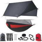 Sunyear Camping Hammock, Portable Single & Double Hammock with Net, 2 Person Hammock Tent with 2 * 10ft Straps, Best for Outdoor Hiking Survival Travel