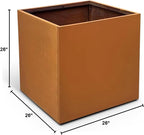 Corten Steel Planter Box Metal Square Planters 26 Inch Steel Large Outdoor Planter Tall Plant for Commercial Residential Patio and Backyard