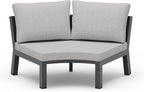 Outdoor Patio Sectional Modular Sofa, Aluminum 1 Piece Curved Patio Couch with Washable Cushions, All Weather PE Rope Sofa for Backyard,Porch, Deck, Poolsid, Gray