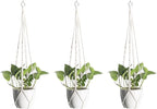 Macrame Plant Hangers 3 Pack, Hanging Plant Holders for Indoor Plants, Handmade Woven Cotton Rope Hanger Kits, Decorative Flower Pot Holders for Home & Garden Decor（Plants Not Included）