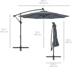 Best Choice Products 10ft Solar LED Offset Cantilever Hanging Market Patio Umbrella, 8 Sturdy Ribs, Easy Adjustment - Slate