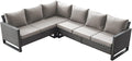Belord Outdoor Sectional Sofa 6 Seater L Shaped Couch Wicker Patio Conversation Furniture Set Rattan Outdoor Furniture with Removable Washable Cushion, Brown/Grey