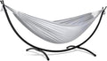 SUNCREAT Stand Alone Hammocks for Outside, 2 Person Self Standing Hammock, Light Gray