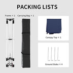 Canopy Tent, 10X10 FT Pop Up Canopy Outdoor Instant Tent Slant Legs with Carrying Bag, Portable Gazebo Shelter for Patio Deck Garden and Beach - 8X8 FT Canopy Cover (Dark Blue)