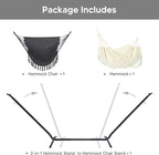 SUNCREAT 2-in-1 Convertible Portable Double Hammock with Stand Included, Outdoor Hammock and Stand, Patented, Natural Tassel