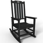 Oversized Rocking Chair, Outdoor Rocking Chair for Adults, All Weather Resistant Porch Rocker for Lawn Garden, Black