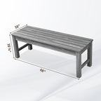 Psilvam 2-Person Outdoor Poly Lumber Patio Backless Bench, Fade-Resistant & Odor-Free Poly Lumber Patio Furniture, Weatherproof, Suitable for Garden, Porch and Park, 700 Lbs Support (1, Light Gray)