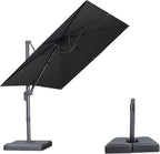 PURPLE LEAF 8 FT Outdoor Umbrella with Base Patio Cantilever Aluminum Umbrella with 3 Years Fade Resistance Recycled Fabric Offset Square with 360-degree Rotation for Deck Pool Garden, Graphite Grey