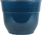 Garden Elements Indoor/Outdoor Glazed Brushed Happy Plastic Planter, Large, Dark Teal, 15"