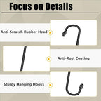 8 Pack 12 Inch Large S Hooks for Hanging Plants,Black Extra Matel Heavy Duty Hook for Hang Brsket,Bird House and Clothes