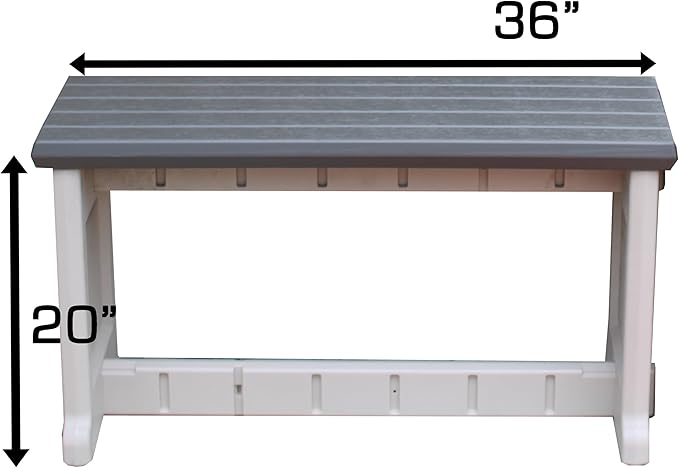 Bench, Deep Grey Top with Warm Grey Sides, 1 Pack - Proudly Made in The USA, Click and Lock Hardware-Free Assembly, Durable and Stylish Outdoor Seating