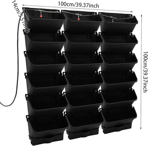 18 Pots Self-Watering Vertical Garden Planter Wall Mounted,with Smart Automatic Watering System, Digital Timer,Space Saving Wall Planter for Herbs Vegetables Fruits Flowers (Black)