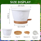 Plant Pots, Flower Pots for Indoor/Outdoor Plants, Self Watering Plastic Planters Pots with Drainage Holes, Saucer & Reservoir, Decorative Nursery Planting Pots(10 Inch Set of 4)