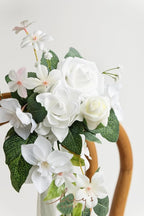 Artificial Flowers: 8 Pcs White and Sage Aisle Pew Decor for Weddings
