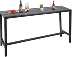 Outdoor Bar Table, Patio Console Pub Height Table with Powder Coated Steel Frame, Weather Resistant Waterproof Top for Hot Tub, Balcony, Garden, Yard, Poolside