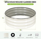 ZORMY Galvanized Raised Garden Bed Outdoor, Round Metal Planter Boxes 2 Pcs, 3x3x1ft Steel Raised Bed Kit for Planting Vegetables, Fruits, Flowers(White)
