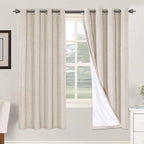 H.VERSAILTEX 72 inch Blackout Curtains, 100% Absolutely Blackout Thermal Insulated Textured Linen Look Curtain Draperies Anti-Rust Grommet Linen Curtains Blackout, 2 Panels, Natural