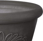 PSW Pot Collection TA30DC 12-inch Plastic/Stone/Wood Composite Bulb Pan Planter – No Drainage Hole (Drillable), Shallow Indoor/Outer Pot for Succulents, Bonsai, Fairy Gardens, Herbs, Dark Charcoal