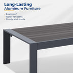Modern Aluminum Outdoor Coffee Table, All-Weather Metal Rectangle Table for Patio, Balcony or Garden, Dark Grey