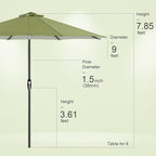 Tempera Patio Market Outdoor Table Umbrella with Auto Tilt and Crank, Large Sun Umbrella with Sturdy Pole & Fade Resistant Canopy, Easy to Set