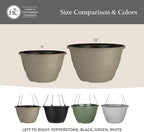The HC Companies 13 Inch Wrapt Hanging Planters, Lightweight UV-Resistant Plastic Hanging Planters for Indoor & Outdoor Plants, 2-Pack Hanging Flower Pots for Garden, Patio & Home Decor, Black