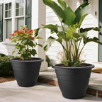 3 Pack 20 Inch Large Plant Pots for Outdoor,Heavy Duty Extra Large Deep Garden Planter with Drainage Holes,Sturdy Textured Black Flower Pot for Trees,Shrubs,Patio,Lawn