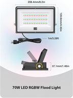 Onforu 2 Pack LED RGBW Flood Lights Outdoor 70W, 2700K Warm White Dimmable Million Color Changing Floodlight Waterproof with Remote, DIY Stage Lights Uplighting Indoor for Party