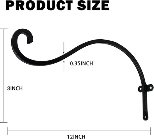2 Pack Plant Hanger Outdoor, 12 Inch Heavy-Duty – Black, 12in