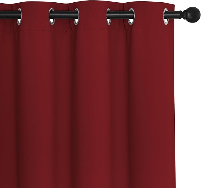 NICETOWN Bedroom Curtain Room Darkening Drapery 102 inches Length - Home Fashion Thermal Insulated Grommet Room Darkening Curtain for Living Room (Burgundy Red, 1 Panel, 52 x 102 inches)