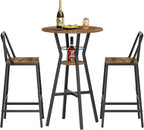 Bar Table, 2-Tier Round High Top Table, Pub Table, Home Bar Counter Height Tables, Bistro Tables, for Kitchen, Living Room, Meeting Room, Pub, Rustic Brown and Black BT03BR