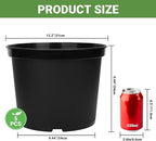 GREANER 5 Gallon Pots for Plants, 5PCS Black Nursery Pots with Drainage Holes, Plastic Seed Starting Container for Succulents, Flowers, Tomatoes, Seedlings