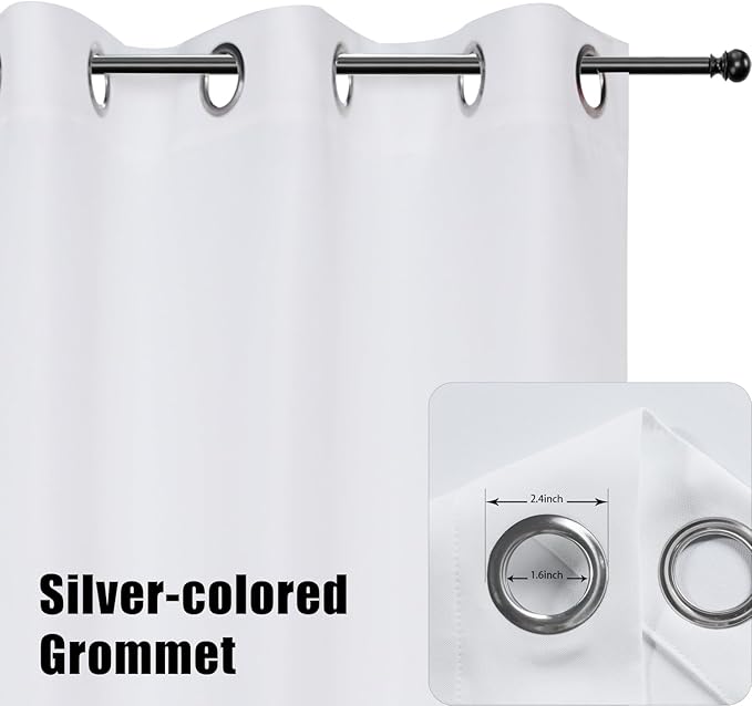 BONZER Outdoor Waterproof Curtains for Patio Extra Wide Grommet Light Filtering Outside Curtains for Gazebo, Porch, Pergola, Pavilion, 1 Panel, 150W x 108L inch, White