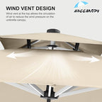 ABCCANOPY Patio Umbrella Cantilever Double Top Outdoor Offset Umbrella with 360° Rotation