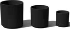 Veradek Demi Series Set of 3 Round Planters for Porch, Patio, Backyard | Durable Plastic-Stone Material | Modern Décor for Tall Plants, Flower