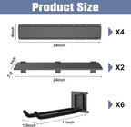 Storage Rack for Garden Tools, Metal with 6 Double-Prong Hooks