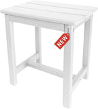 Adirondack Square Side Table,one-Tier Outdoor end Table, Patio Side Table for Pool,Porch,Backyard,Relaxing Companion (White)