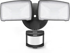 LEPOWER LED Security Lights Motion Sensor Light Outdoor, 30W 3200LM Motion Security Light, 5500K, IP65 Waterproof, 2 Head Motion Detector Flood Light for Garage, Yard, Porch, Black (Not Solar Powered)