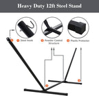 SUNCREAT Double Portable Hammock with Stand, 2 Person Hammock with Curved Spreader Bar, Balance Ropes Included, Dark Gray
