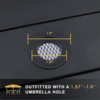 VICLLAX 5 Pieces Patio Dining Set, Outdoor Furniture Set Includes 1 Square Outdoor Table and 4 Stackable Patio Sling Chairs, Black Tabletop and Grey Fabric