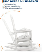 GarveeLife Poly Lumber Rocking Chair Outdoor - HDPE High Back Porch Rocker Chairs for Adults - All Weather Resistant Furniture for Patio - White