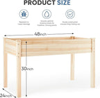DUMOS Raised Garden Bed with Legs, 48x24x30in Wood Elevated Planter Box w/Bed Liner for Herbs Flowers Vegetables, 300lbs Capacity Outdoor Gardening Planters for Patio Balcony Backyard, Natural Wood
