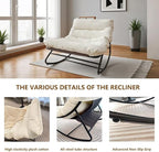 Patio Outdoor Rocking Chair,Oversized Papasan Rocking Chair with Cushion,Lounge Chair Outdoor/Indoor,Supports 450 Lbs,Comfy Chair for Garden/Lawn/Brown/Bedroom/Living Room,White