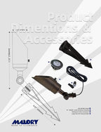 MALORY Brass Landscape Spotlight 6-Pack with MR16 Bulb Kit(S04), Low Voltage 12V AC/DC Shroud Adjustable Outside Yard Lights,PVC Ground Stake and Wire Connector Included, 5W 2700K Warm White