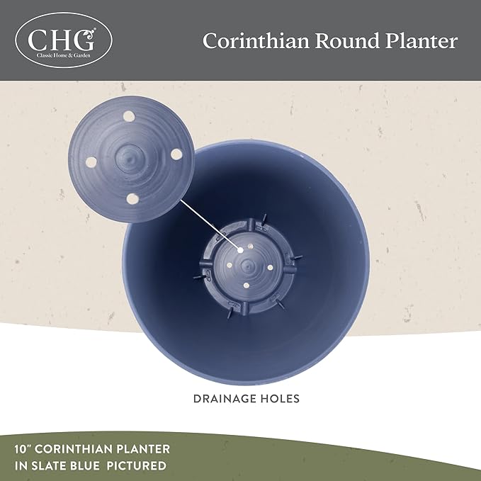 Classic Home and Garden Corinthian Resin Planter Pot - Outdoor & Indoor Plant Pot - Round Planter for Plants & Flowers (16" Oil Rubbed Bronze, Pack of 1)
