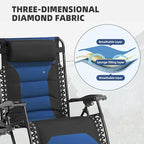 Zero Gravity Chair Set of 2 Oversized Folding Recliner, Padded Anti Gravity Lounge Chair with Adjustable Pillow & Cup Holder for Outdoor Camping, Patio, Poolside, Lawn (Black & Blue)