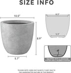 Kante 10 Inch Dia Round Concrete Planter, Indoor Outdoor Large Plant Pot with Drainage Hole and Rubber Plug for Home Patio Garden, Natural Concrete