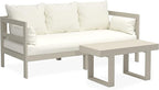 Milliard Outdoor Sofa Patio Furniture Set, Modern Wood Couch with Cushions and Coffee Table, 74 Inch (Grey)